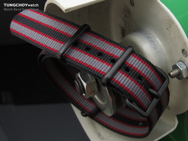 20mm MiLTAT Senno G10 Leather Watch Strap LV Beige, PVD Black