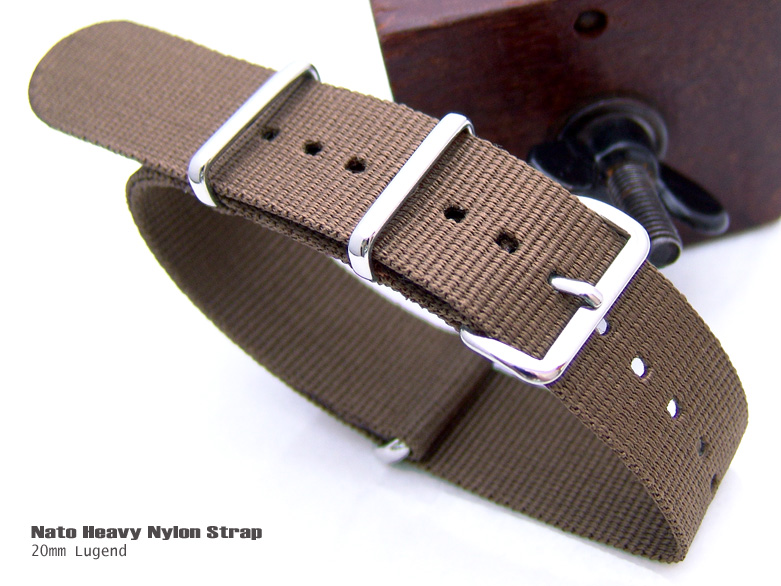 Nato 20mm Heavy NylonBrown Polished Buckle