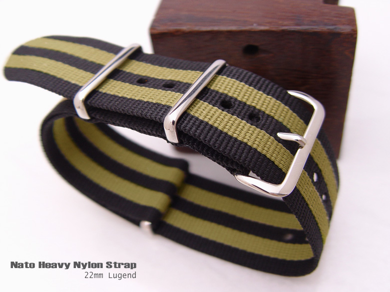 NATO James Bond Divers Strap 22mm Buckle and Keepers Black and Khak
