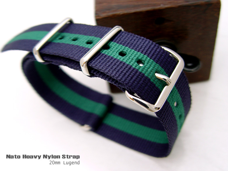 NATO James Bond Divers Strap 20mm Buckle and Keepers - Blue & Green