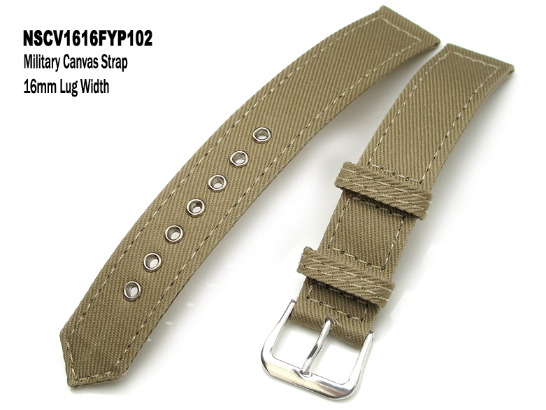 16mm Khaki Military Canvas Watch Band Watch Strap, WWII series