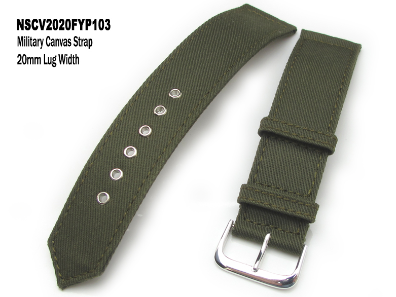 20mm Olive Military Canvas Watch Band Watch Strap, WWII series