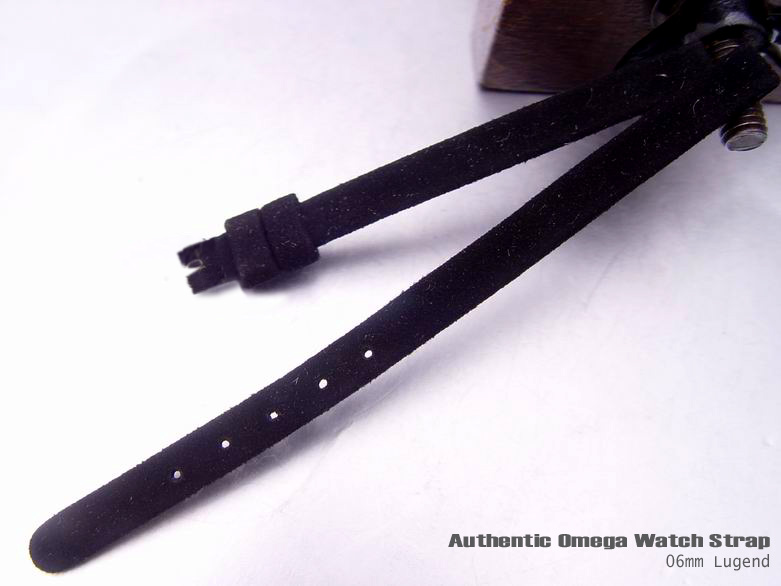 6mm Authentic Omega Antique Lady Black Leather Watch Band Watch Strap (066)