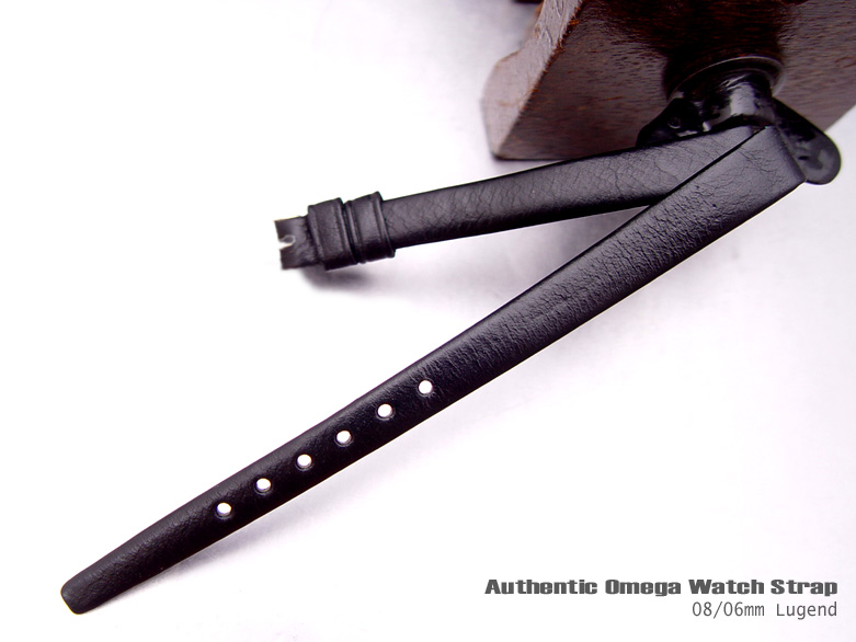 8mm Authentic Omega Antique Lady Black Leather Watch Band Watch Strap (090)