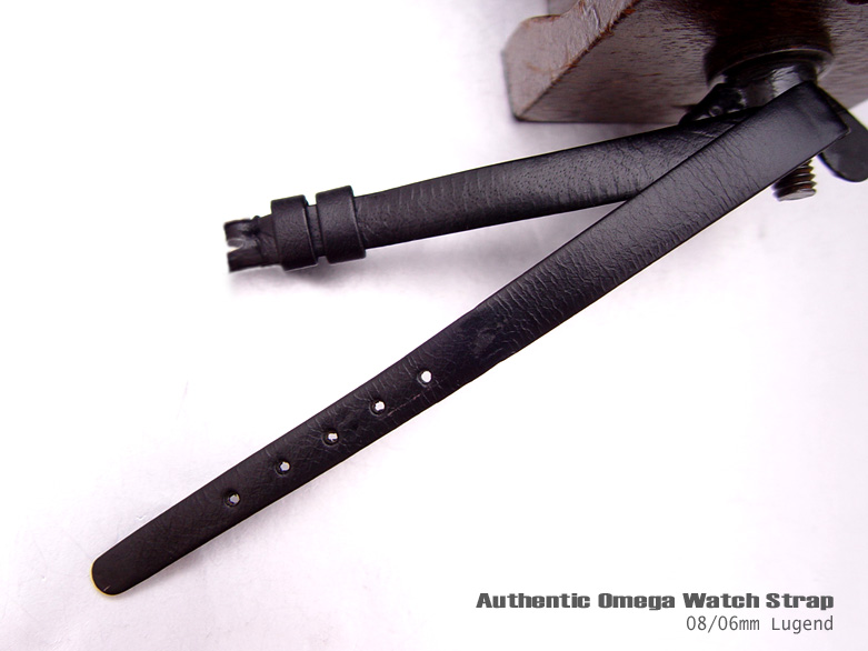 8mm Authentic Omega Antique Lady Black Leather Watch Band Watch Strap (091)