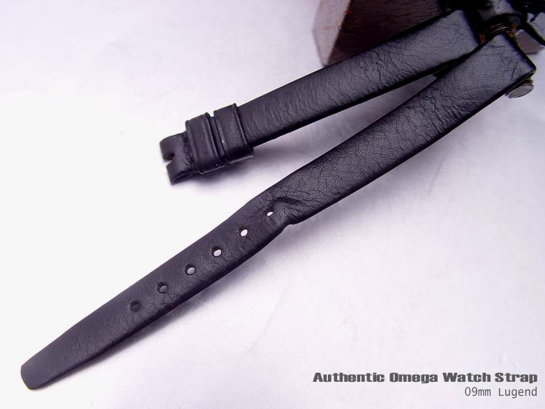 9mm Authentic Omega Antique Lady Black Leather Watch Band Watch Strap (070)
