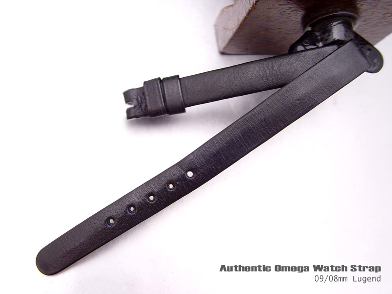 9mm Authentic Omega Antique Lady Black Leather Watch Band Watch Strap (093)