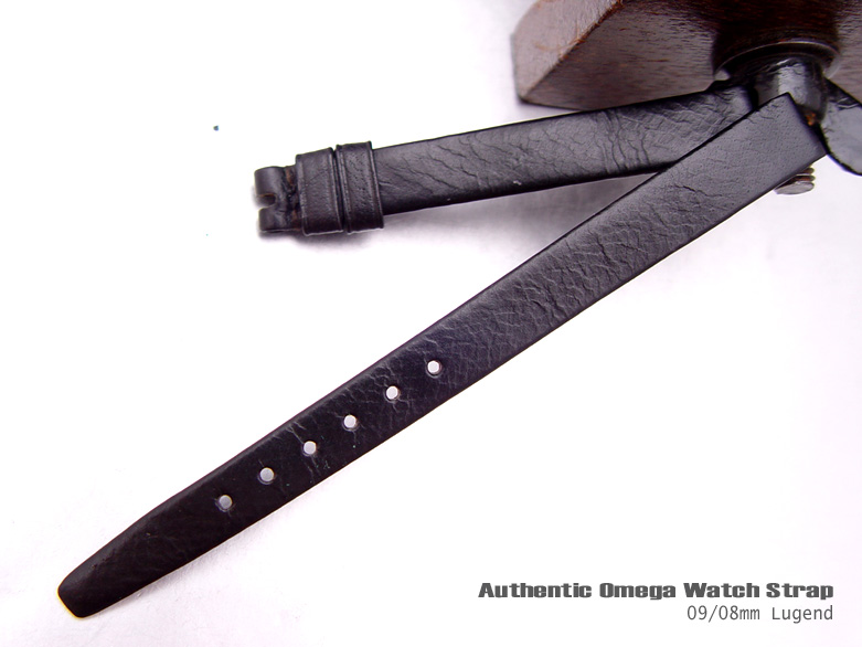 9mm Authentic Omega Antique Lady Black Leather Watch Band Watch Strap (094)