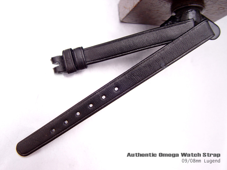 9mm Authentic Omega Antique Lady Black Leather Watch Band Watch Strap (095)
