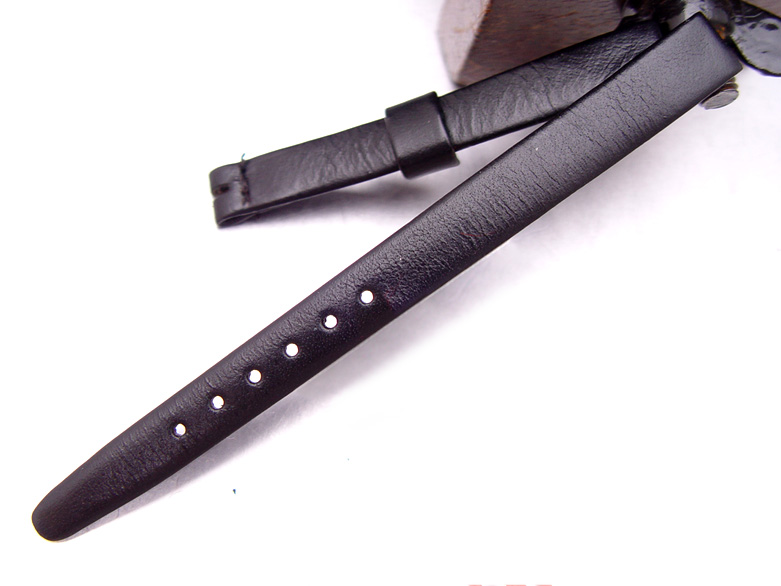 9mm Authentic Omega Antique Lady Black Leather Watch Band Watch Strap (096A)