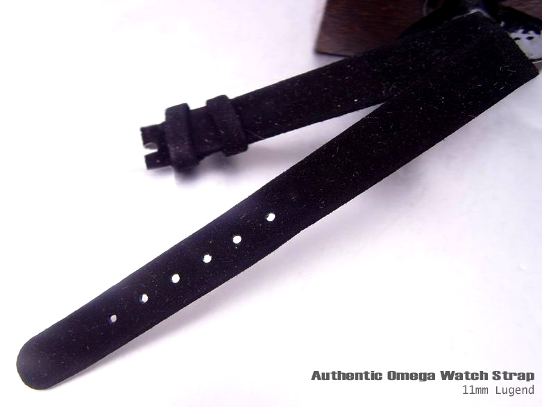 11mm Authentic Omega Antique Lady Black Suede Watch Band Watch Strap (055)