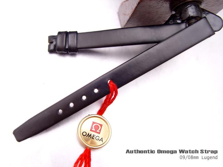 11mm Authentic Omega Antique Lady Black leather Watch Band Watch Strap (092)