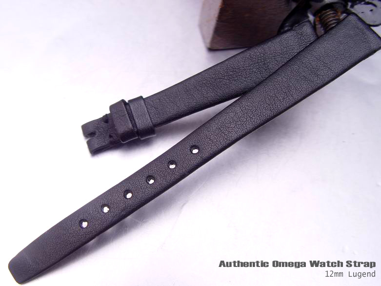 12mm Authentic Omega Antique Lady Black Leather Watch Band Watch Strap (052)