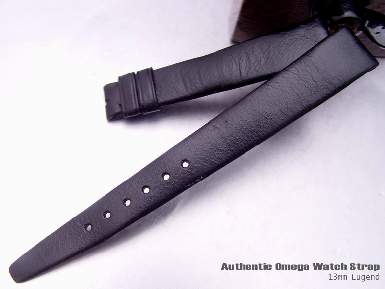 13mm Authentic Omega Antique Lady Black Leather Watch Band Watch Strap (056)