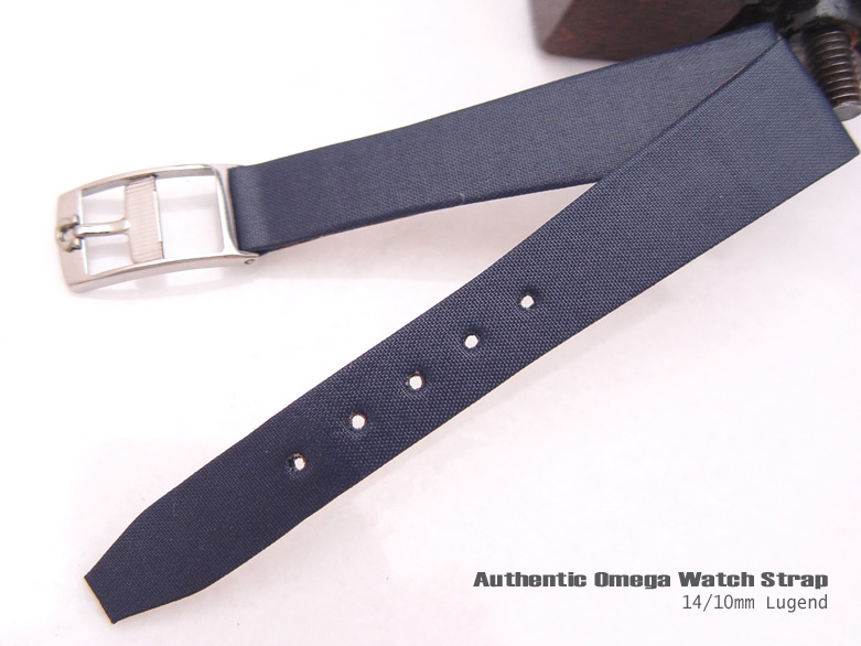 (OME-LE1410-151SA_B) 14mm Authentic Omega Antique Blue Satin Watch Strap