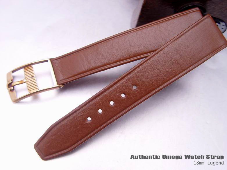 (OME-LE1814-073)18/14mm AUTHENTIC OMEGA GENUINE CALF BROWN BUCKLE WATCH BAND