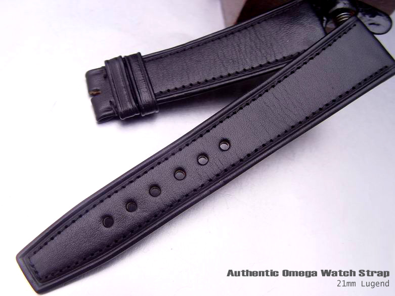 21mm Authentic Omega Antique Black leather Watch Band Watch Strap (079)