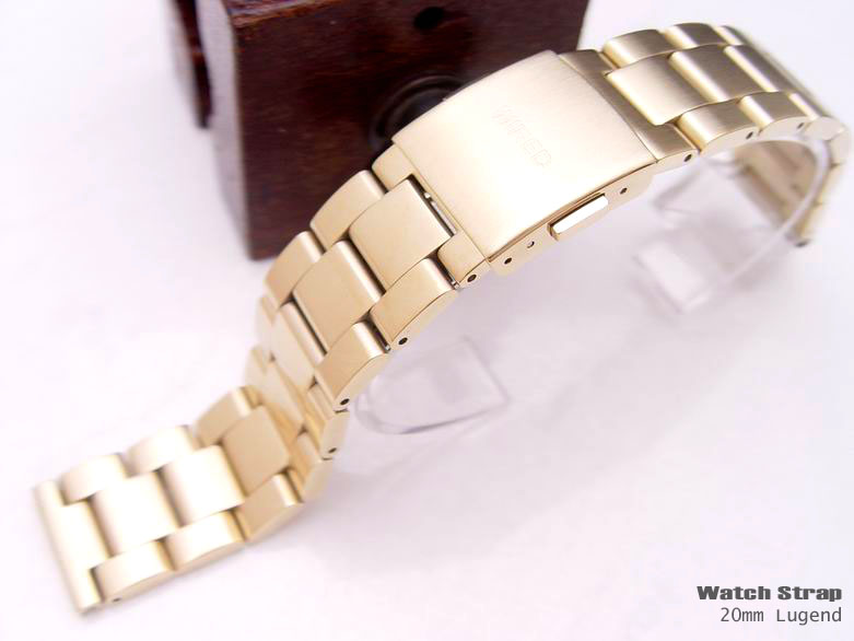 (OTH20-024)20mm GOLD PLATED SOLID STAINLESS STEEL WATCH BAND