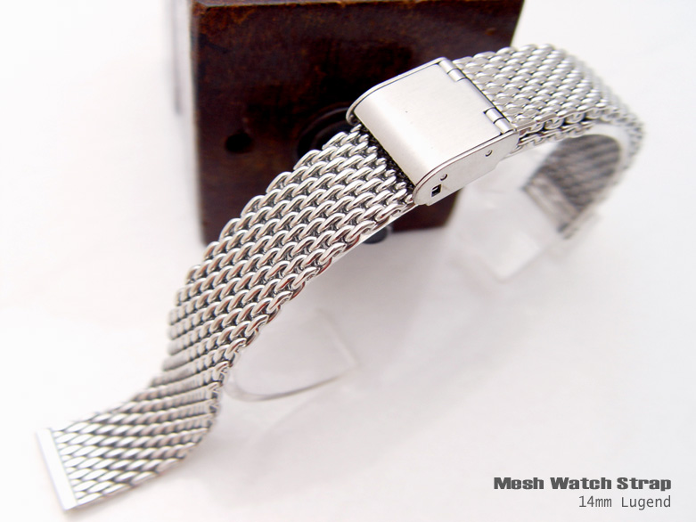 (MB14-034)14/14mm Designer Interlock Design Wire Mesh Watch Band, Bracelet