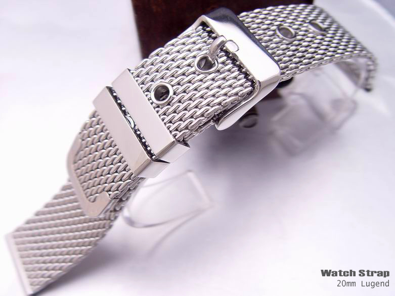 (MB20-002)20mm Stainless Steel Interlock Design Wire Mesh Watch Band, Bracelet