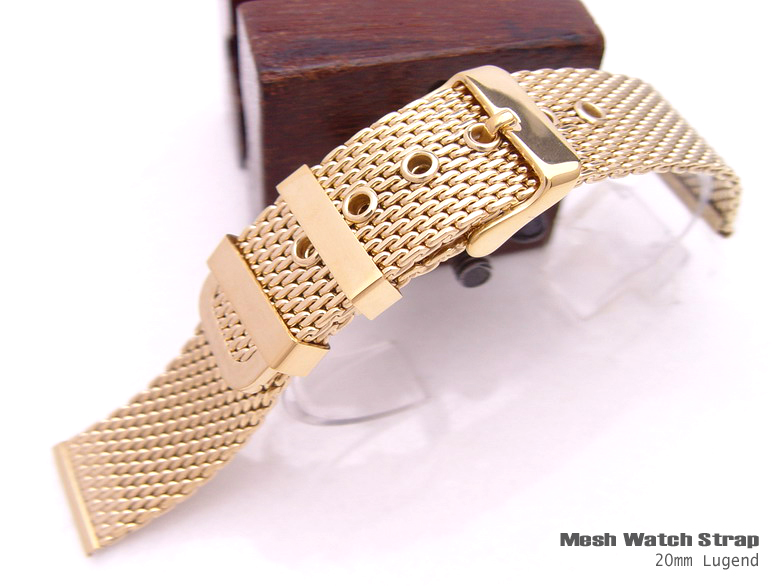 (MB20-002G)20mm GOLD Plated Stainless Steel Interlock Design Wire Mesh Band