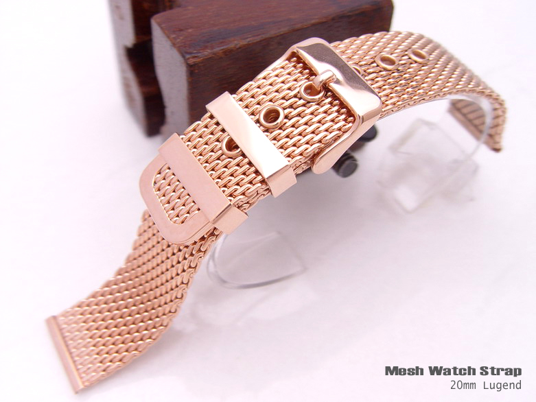 (MB20-002R)20mm ROSE GOLD Plated Stainless Steel Interlock Design Wire Mesh Band