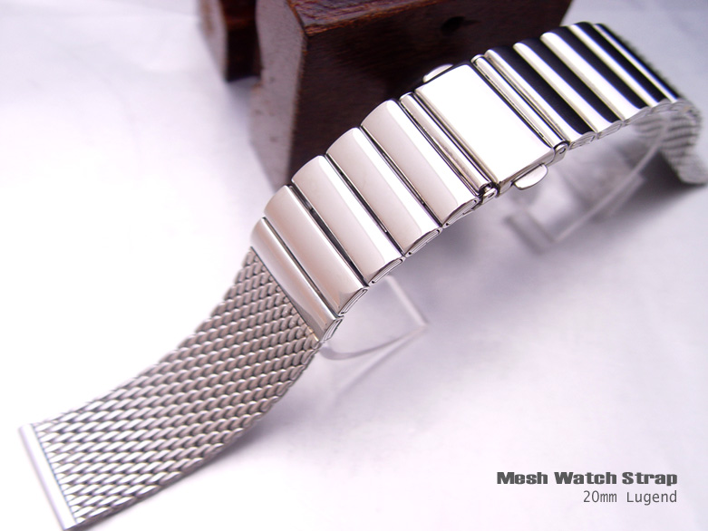 (MB20-010)20mm Stainless Steel 70s Design Wire Mesh Watch Band, Bracelet