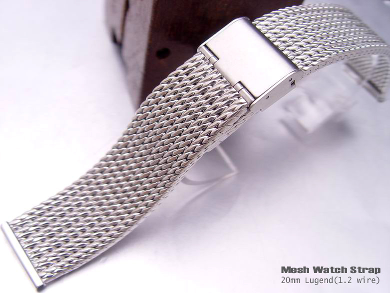 (MB20-020)20/20mm Stainless Steel Interlock Design Wire Mesh Watch Band Bracelet