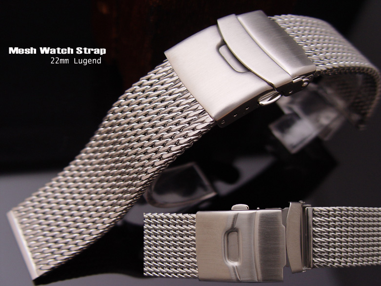 (MB22-022) Wire Mesh Band 22mm Heavy Stainless Steel with Divers