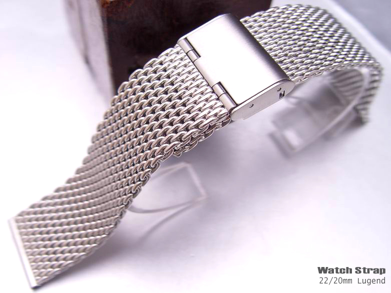 (MB2220-007)22/20mm Stainless Steel Interlock Design Wire Mesh Watch Band,  Brac