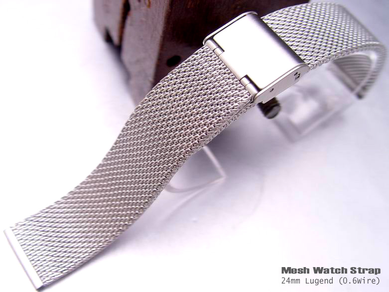 (MB24-017)24/22mm Stainless Steel Interlock Design Wire Mesh Watch Band,  Bracel