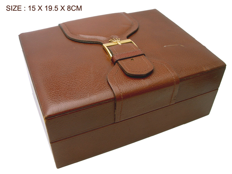 (ROL-BOX-07)Vintage Rolex President Watch Box Leather / Wood / Buckle