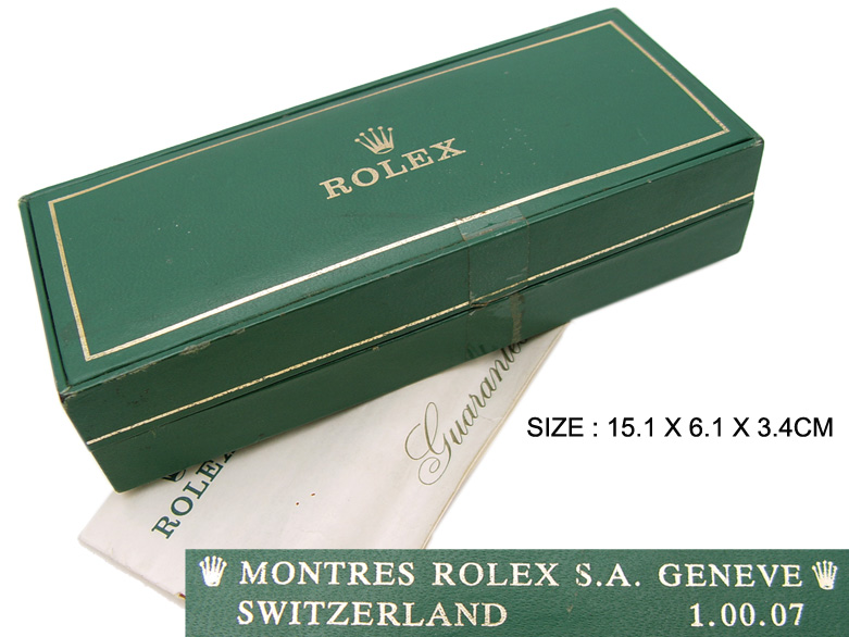(ROL-BOX-10) RARE Antique Rolex Linear Watch Box / Green Velvet Content