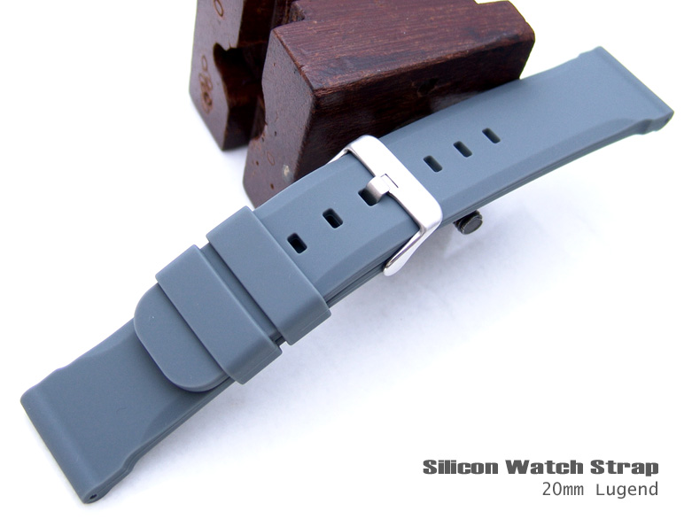 24mm Mid Soft Silicone Light Grey Watch Band Diver Watch Strap