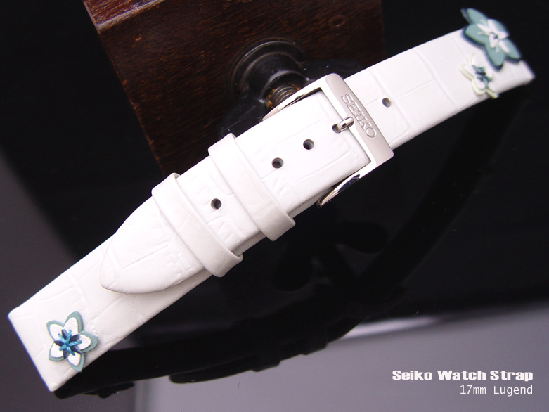 17mm SEIKO CALF-B17 Pearl White Crocodile Grain Leather Band