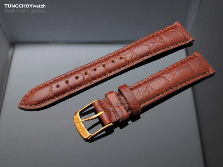 SEIKO 18mm Calf-Z18 Band, Middle BROWN and GOLDEN Buckle