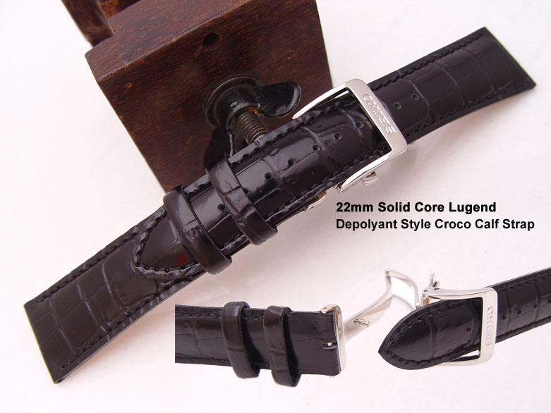Seiko 22mm Depolyment Style Croco Calf Watch Strap