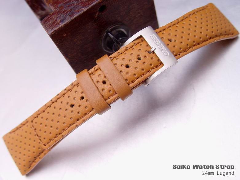 Seiko 24mm Porous Calf Watc Band Strap with Buckle