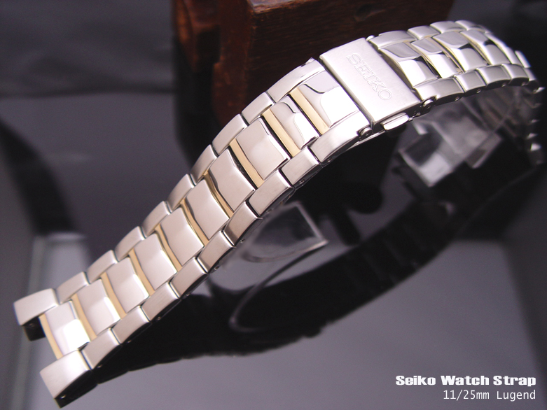 (SEI-SS1125-280)11mm/25mm Original SEIKO 35X6.B.I. Solid Link 2 Tone Bracelet