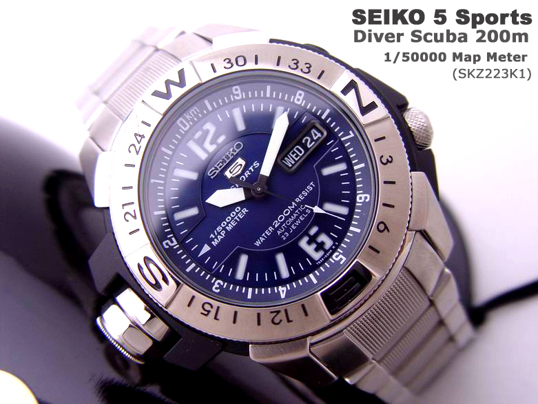 Seiko 5 Sports 1/50000 Map Meter SKZ223K1 WR 200m Auto