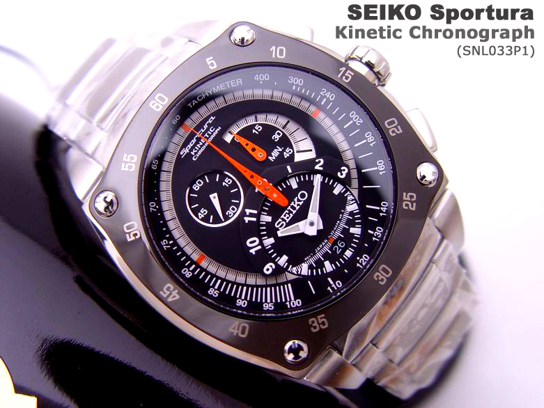 Seiko SPORTURA Kinetic Chronograp Watch SNL033P1 New