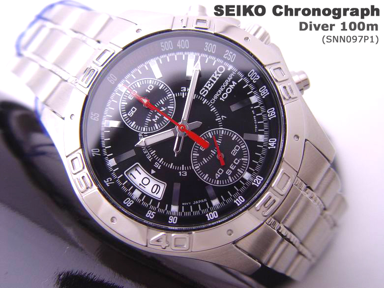 Seiko Chronograph Tachymeter 100m Men's Watch SNN097P1 25 Jewles Rotomatic Watch, Automatic 