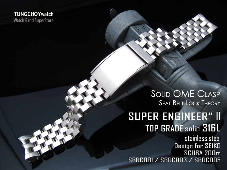 20mm Super Engineer II watch band for SEIKO Sumo SBDC001, SBDC003 & SBDC005, Brushed OME Seatbelt