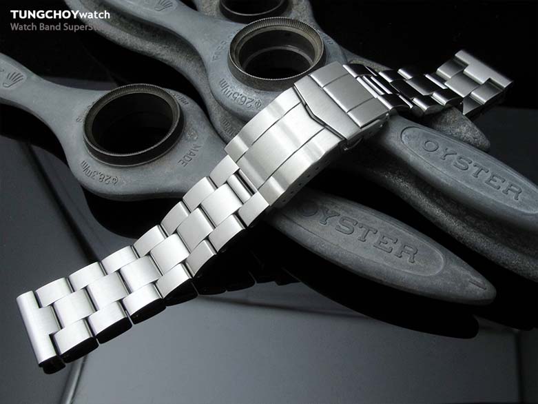 22mm Super Oyster Solid Link 316L Stainless Steel Bracelet Straight End, Solid Submariner Clasp
