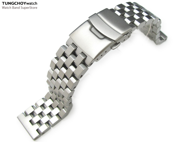 22mm SUPER Engineer Type II Solid Stainless Steel Straight End Watch Band Sandblast Finish