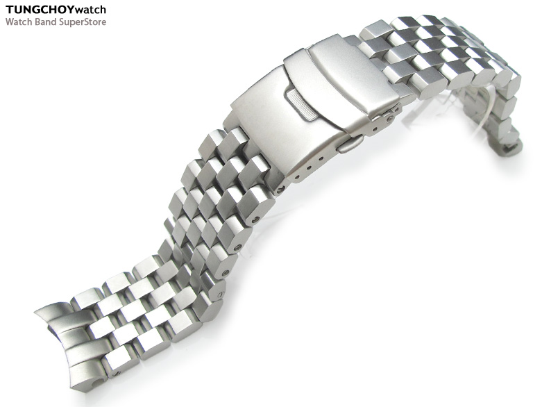 22mm SUPER Engineer Type II Solid Stainless Steel Watch Bracelet, Sandblast finish fit SKX007