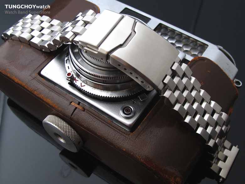 24mm, 25mm Super Engineer II Solid Stainless Steel Straight End Watch Band, Brushed, Chamfer Diver Clasp