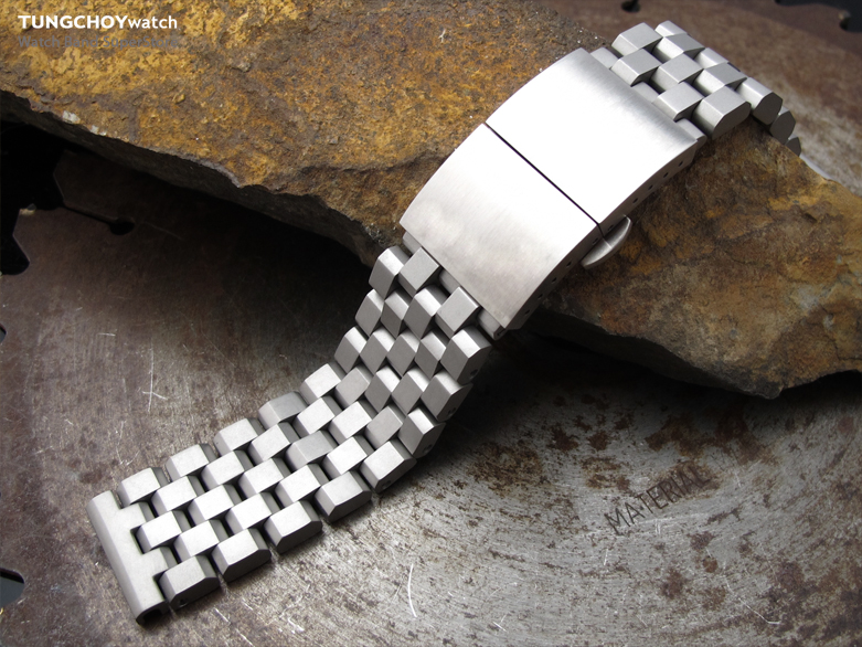 21.5mm SUPER Engineer Type II Solid Stainless Steel Watch Bracelet for Seiko Tuna, Dome Deployment, Sandblast