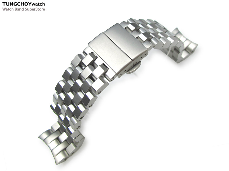22mm SUPER Engineer Type II Solid Stainless Steel Watch Band Deployant Clasp, Sandblast fit SKX007