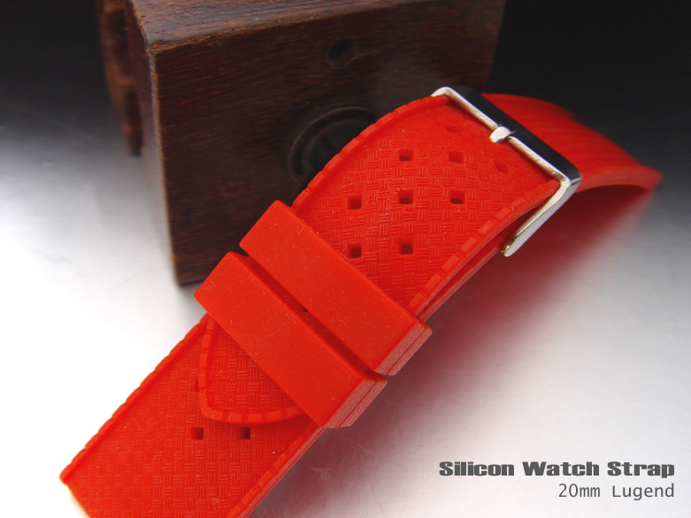 20mm Soft Silicone Ferrai Red Porous Watch Band Diver Watch Strap